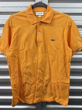 LACOSTE Light Orange Crocodile Logo Short Sleeves Classic Fit Polo Sz S